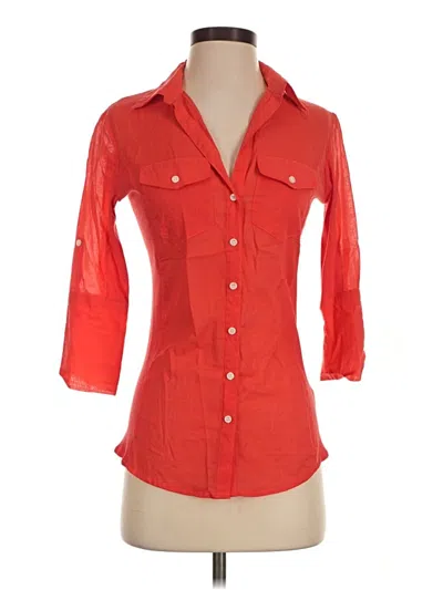 Pre-owned Max Studio 3/4 Sleeve Button Down Shirt In Red
