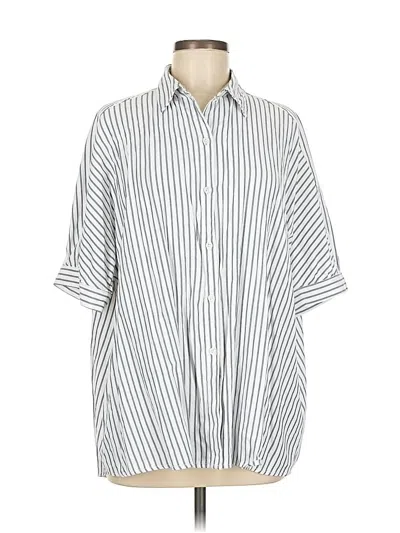 Pre-owned Max Studio 3/4 Sleeve Button Down Shirt In Silver