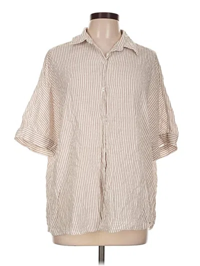 Pre-owned Max Studio 3/4 Sleeve Button Down Shirt In Tan