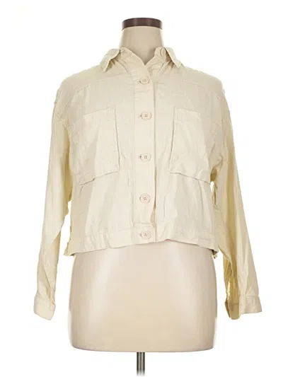 Pre-owned Max Studio 3/4 Sleeve Button Down Shirt In White