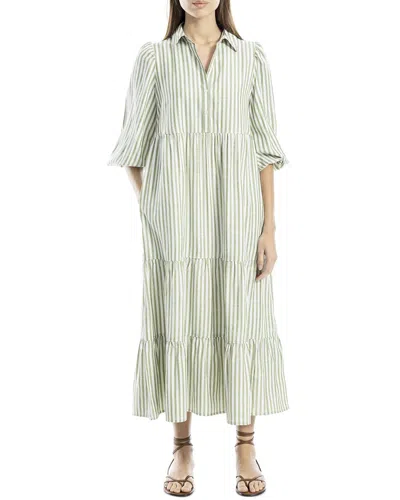 Max Studio 3/4 Sleeve Collar Button Front Tier Midi Dress