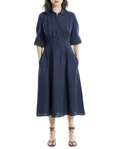 Max Studio 3/4 Sleeve Front Pleat Midi Dress