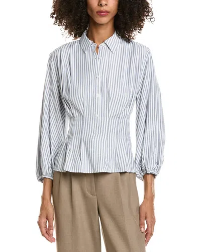 Max Studio 3/4 Sleeve Pleat Front Blouse In Blue