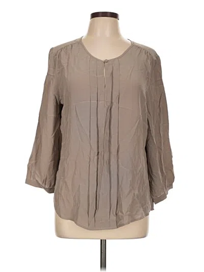 Pre-owned Max Studio 3/4 Sleeve Silk Top Gray Square Neckline Tops