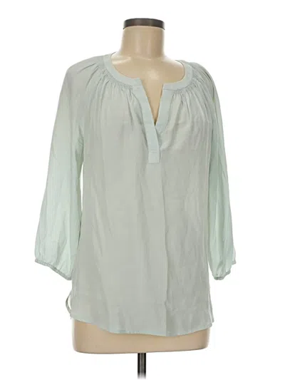 Pre-owned Max Studio 3/4 Sleeve Silk Top Green Open Neckline Tops