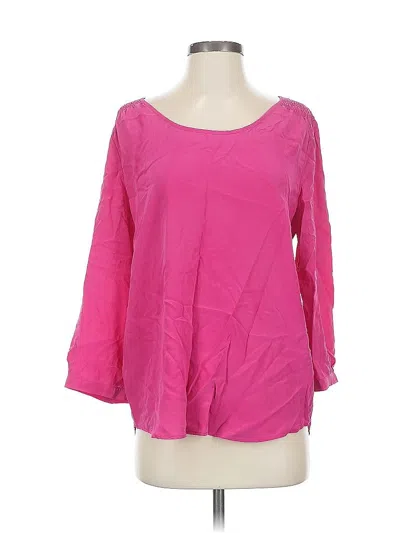 Pre-owned Max Studio 3/4 Sleeve Silk Top Pink Square Neckline Tops
