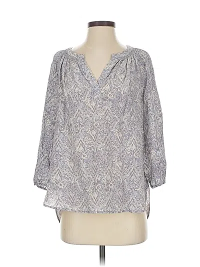 Pre-owned Max Studio 3/4 Sleeve Silk Top Purple Print Pattern V Neck Tops