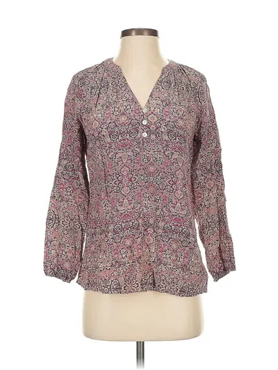 Pre-owned Max Studio 3/4 Sleeve Silk Top Purple V Neck Tops