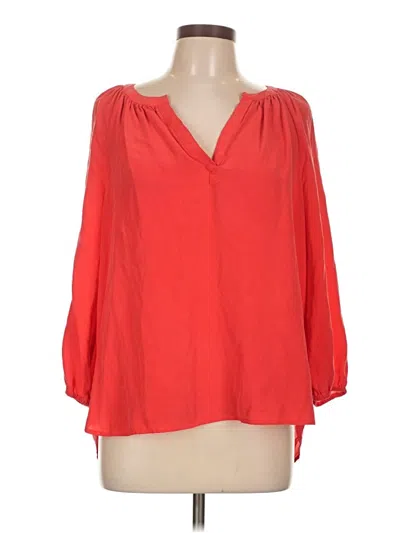 Pre-owned Max Studio 3/4 Sleeve Silk Top Red Cold Shoulder Neckline Tops