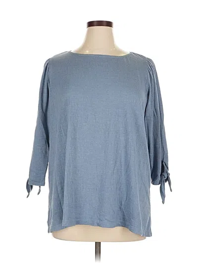 Pre-owned Max Studio 3/4 Sleeve T-shirt In Blue