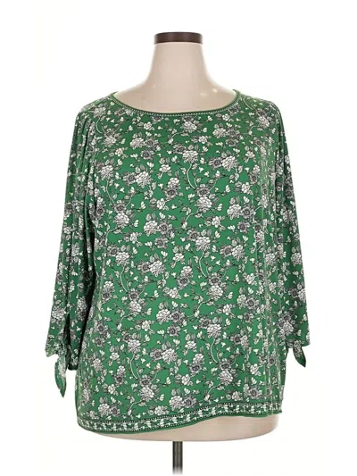 Pre-owned Max Studio 3/4 Sleeve T-shirt In Green