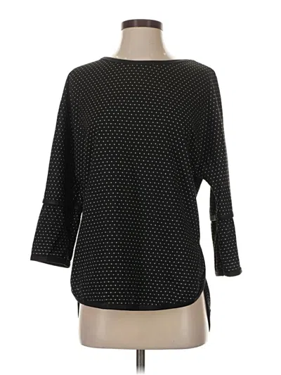 Pre-owned Max Studio 3/4 Sleeve Top Black Polka Dots Pattern Boatneck Tops