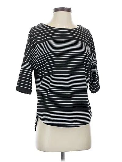 Pre-owned Max Studio 3/4 Sleeve Top Black Stripes Pattern Boatneck Tops