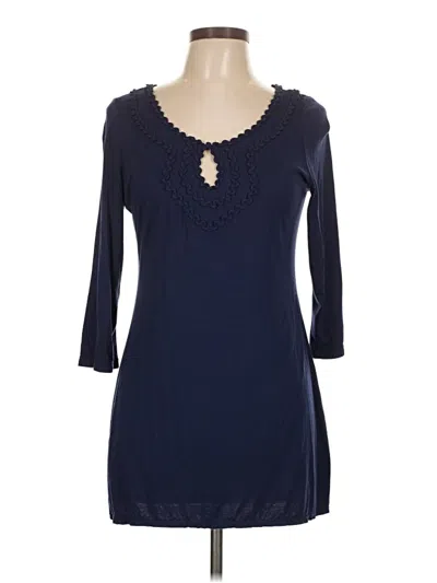 Pre-owned Max Studio 3/4 Sleeve Top Blue Keyhole Neckline Tops