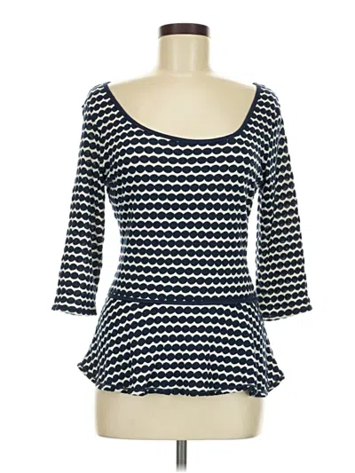 Max Studio 3/4 Sleeve Top Blue Square Neckline Tops In Black