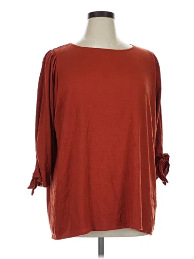 Pre-owned Max Studio 3/4 Sleeve Top Burgundy Boatneck Tops