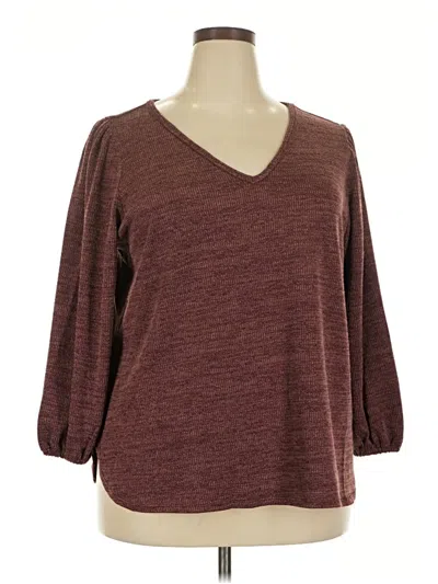 Max Studio 3/4 Sleeve Top Burgundy V Neck Tops
