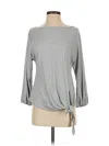 Max Studio 3/4 Sleeve Top Gray Boatneck Tops In Gray