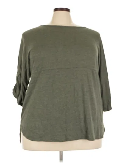 Pre-owned Max Studio 3/4 Sleeve Top Green Boatneck Tops
