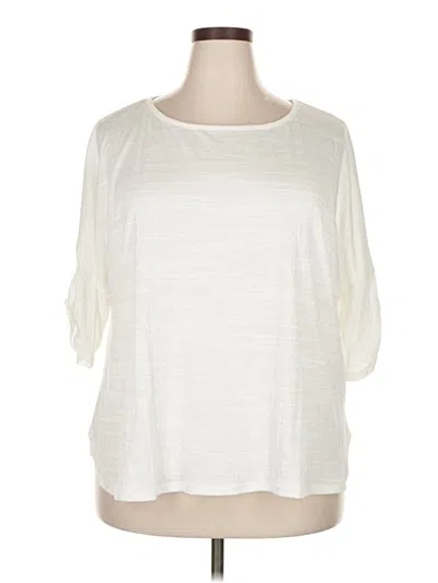 Max Studio 3/4 Sleeve Top Ivory Boatneck Tops In White