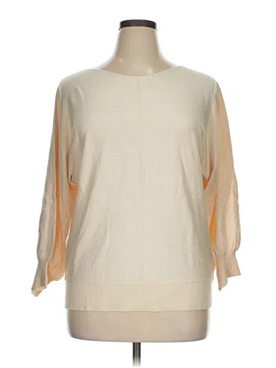 Pre-owned Max Studio 3/4 Sleeve Top Tan Boatneck Tops In Brown