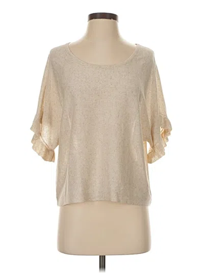 Max Studio 3/4 Sleeve Top Tan Cold Shoulder Neckline Tops In Brown