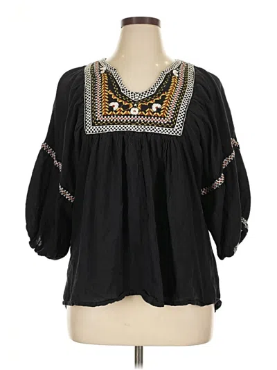 Pre-owned Max Studio 3/4 Sleeve T-shirt In Black