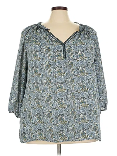 Pre-owned Max Studio 3/4 Sleeve T-shirt In Blue