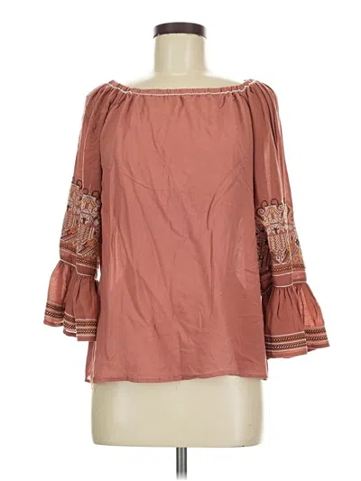 Pre-owned Max Studio 3/4 Sleeve T-shirt In Brown