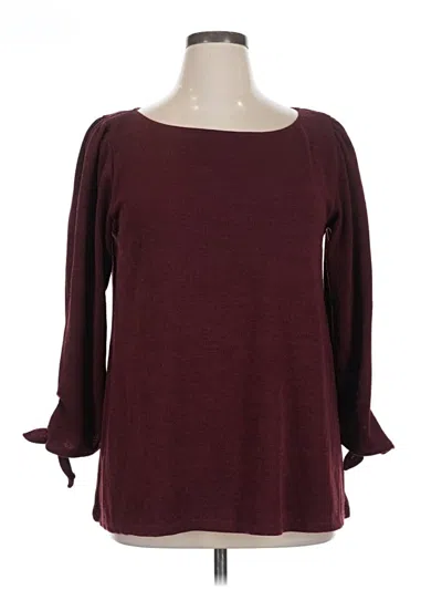 Pre-owned Max Studio 3/4 Sleeve T-shirt In Burgundy
