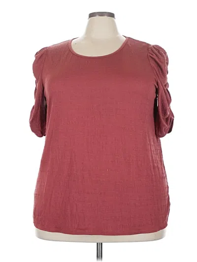 Pre-owned Max Studio 3/4 Sleeve T-shirt In Burgundy