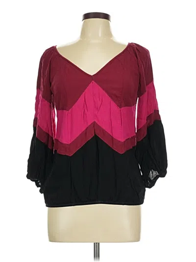 Pre-owned Max Studio 3/4 Sleeve T-shirt In Burgundy