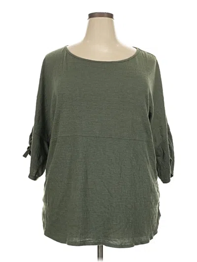 Pre-owned Max Studio 3/4 Sleeve T-shirt In Green