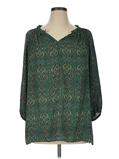 Pre-owned Max Studio 3/4 Sleeve T-shirt In Green