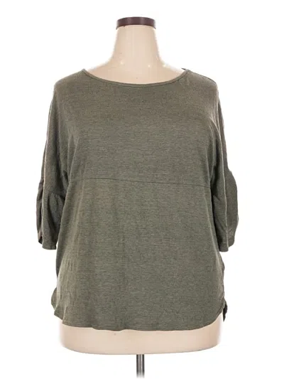 Pre-owned Max Studio 3/4 Sleeve T-shirt In Green