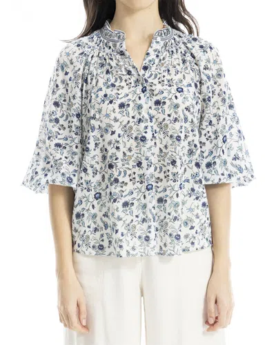 Max Studio Scoop Neck Ballon Sleeve Blouse In White