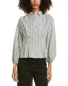 Max Studio 3/4-sleeve Pleat Front Blouse In Blue