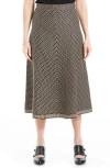 Max Studio A-line Sweater Skirt In Black/taupe Tire Track