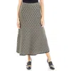 Max Studio Midi Skirt In Black/bone Leaf