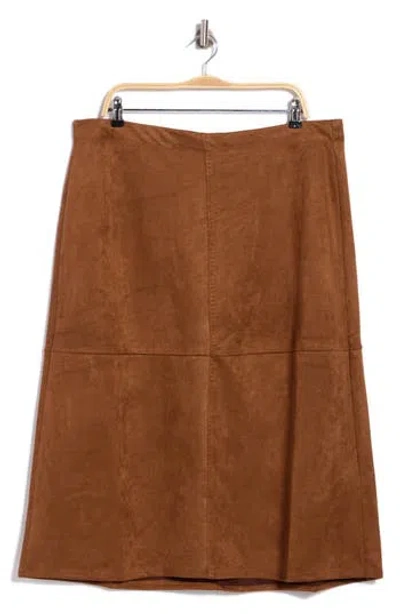 Max Studio A-line Faux Suede Skirt In Brown