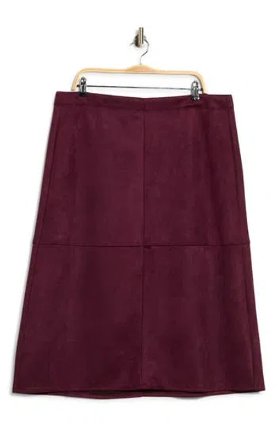 Max Studio A-line Faux Suede Skirt In Burgundy