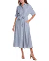 Max Studio Arge Roll Sleeve Button Front Belted Shirtdress In Blue