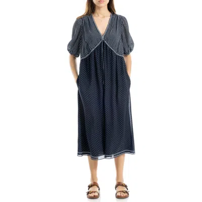 Max Studio Babydoll Midi Dress In Blue