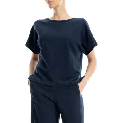 Max Studio Back Stitch Knit T-shirt In Blue