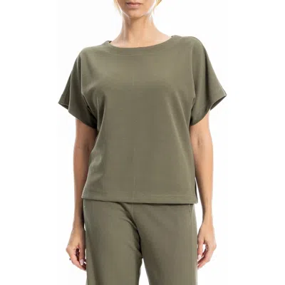 Max Studio Back Stitch Knit T-shirt In Green