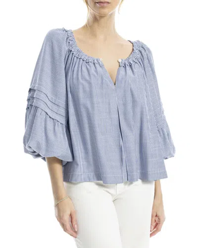 MAX STUDIO MAX STUDIO BALLON SLEEVE NOTCH NECK BLOUSE