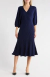 Max Studio Balloon Sleeve Midi Sweater Dress In Blue