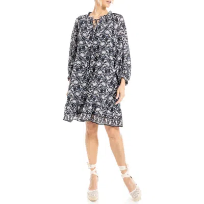Max Studio Balloon Sleeve Trapeze Dress In Black