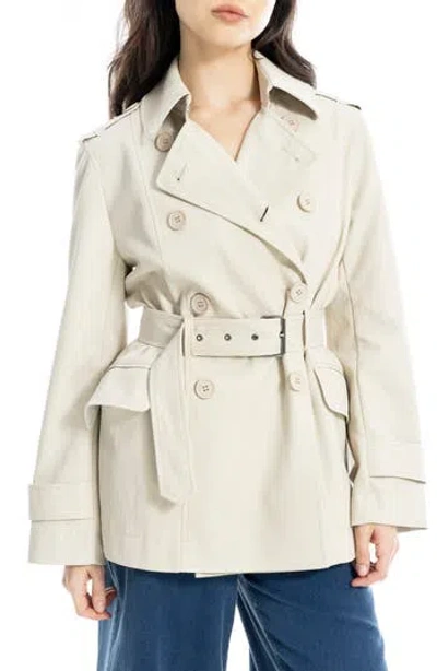 Max Studio Belted Faux Leather Trench Coat In White