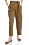 Max Studio Belted Pique Barrel Leg Pants In Brown